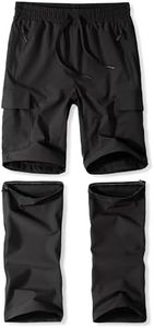 Boys Convertible Hiking Pants Kids Zip Off Quick Dry Waterproof Scout Pants Lightweight Zipper Pockets Cargo Youth Camping Shorts Black XL