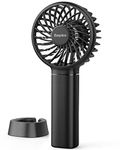 EasyAcc Mini Handheld Fan, 5.5-17H Portable Personal Pocket Fan 3 Speeds with Lanyard and Detachable Base Cooling Desk Fan Back to School Fan Gifts Women for Travel Home Black