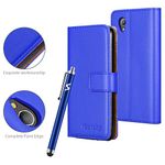 VA Case For Alcatel 1 2021 Phone (5.0 Inch) Luxury Leather Magnetic Flip Card Slots Holder Stand View Protective Wallet Cover For Alcatel 1 Phone (Blue)