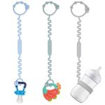 ADF Soul Toy Strap For Baby,Toy Safety Strap With Self-Adjusting Bayonet,Pure Silicone Material Without Bpa,Can Be Used For Teether,Feeding Bottle,Toy,Suit For Stroller,High Chair,Hanging(Blue(3))