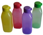 Tupperware Square Plastic Water Bottle Set, 1 Litre, 4-Pieces, Assorted