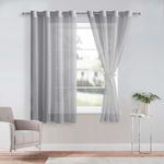 DWCN Grey Sheer Curtains with Tiebacks Semi Transparent Voile Grommet Curtains Elegant Window Curtains for Bedroom and Living Room,2 Panels,W56 x L54