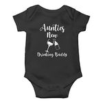 Witty Fashions Aunty Drinking Buddy - Funny Cute Novelty Infant Creeper, One-Piece Baby Bodysuit (Black, 12 Months)