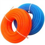 Zeqeey Replacement String Line Nylon Cord for Grass Trimmer with Length 100m, Diameter 1.6mm, 2 Rolls (Blue 50m + Orange 50m)