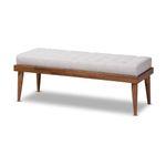 Baxton Studio Linus Fabric Bench, Grayish Beige and Walnut (156-9301-HiT)