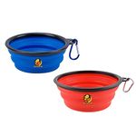 Foodie Puppies Foldable Silicone Dog Bowls | Bpa Free Dishwasher Safe | Foldable Travel Water Bowl with Carabiner Clip for Traveling, Hiking, Walking - 1000ml (Large - Pack of 2)