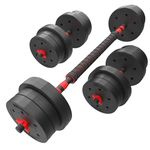 GYM MASTER 20kg Adjustable Dumbbell & Barbell Weight Set - With Bar Joiner Included