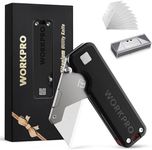 WORKPRO Premium Titanium Utility Knife, CNC Unibody, Lightweight G-10Handle Folding Box Cutter, Quick Change Blade Razor Knife,Ideal Gifts for Men Women, with 10 Extra Blades