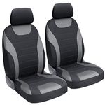 UniVexx Car Seat Covers (Set of 2) - Universal Fit, Polyester, Gray - Front Seats with Airbag Cut-Out - SEAT_COVER