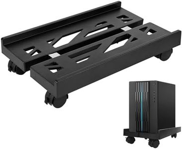 Tottist Adjustable Mobile CPU Stand, Heavy-Duty Desktop Stand with Rolling Caster Wheels, PC Riser Fits Most PC Gaming Desk Accessories，Steel Desktop Stand(Black)