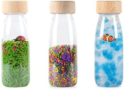 Petit Boum - Pack de 3 Botellas Sensoriales Eco | Un Microcosmos en Cada Botella | Descubre, Escucha y Aprende | Estimulación Sensorial | Botellas Sensoriales para Niños