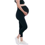 Motherhood Maternity Women's Essential Stretch Secret Fit Over The Belly Pregnancy Crop Capri Legging, Black, Small