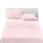 HKS BEDDING 1000 Thread Count Luxury Soft and Comfy Egyptian Cotton 1 Flat Bedsheet and 2 Pillowcase Queen Size Pink Solid | 3 PC Flat Bedsheet