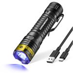 DARKBEAM UV Flashlight 395nm Blacklight LED Black Light, Mini but Powerful Woods Lamp Rechargeable Ultraviolet Flashlights USB -C, Pet Dog Urine Detector, for Uranium Glass, Mineral, Resin Curing