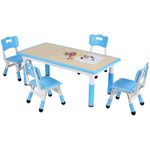 CHIIRAKU Kids Table and 4 Chairs Set, Height Adjustable Toddler Table and Chair Set for Ages 2-10, Easy to Wipe Arts & Crafts Table, for Classrooms/Daycares/Homes 330LB/150KG Weight Capacity