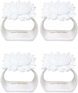 Lilly Pulitzer Ceramic Napkin Ring Set of 4, Sun Table Setting Accessories, Coastal White Napkin Holder Rings (Sun Tiles Home)