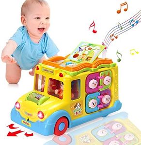 Toys for 1 Year Old Boys Girls Crawling School Bus Baby Toys 6 to 12 Months Musical Educational Toys with Sounds/Gears/Light Up, 1st Birthday Gifts for Toddler 12 18 Months Kids Age 1 2 3 Christmas