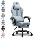 GTPLAYER Fabric Gaming Chair, Ergonomic Computer Chair with Footrest Lumbar Support Heavy Duty High Back Adjustable Height Svivel Office Desk Chair (Grey)