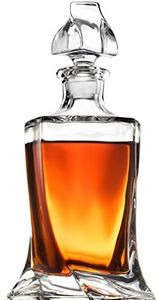 FineDine European Style Glass Whiskey Decanter & Liquor Decanter with Glass Stopper, 28 Oz.- With Magnetic Gift Box - Aristocratic Exquisite Quadro Design - Glass Decanter for Alcohol Bourbon Scotch.