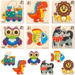 QUOKKA 6 Wooden Puzzles for Toddlers 1-3 Years Old - Toddler Puzzles for Kids Ages 3-5 – Wood Toys for Learning Animals for Toddler 2-3 Year Old - Gift Educational Game for Boy and Girl