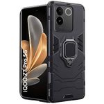 TheGiftKart TPU+PC Tough Armor Bumper Back Case Cover For Iqoo Z7 Pro/Vivo T2 Pro 5G | Ring Holder & Kickstand In-Built | 360 Degree Protection Back Case Cover For Iqoo Z7 Pro/Vivo T2 Pro 5G (Black)