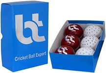 Cricket Ball Red/White Swing Practice Dotted 156g Cricket Balls 2piece Balls Pack of 6 Balls Genuine Leather,Excellent Quality