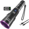 TrixHub 365nm Black Light Flashlight, UV Flashlight Rechargeable with LCD Display, Powerful Ultraviolet Lights for Pet Urine Detection, Resin Curing, Blood Tracking, Scorpion, Uranium Glass, A/CLeak