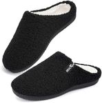 ERGOfoot Orthopedic Slippers for Plantar Fasciitis, Sherpa Fleece Clog Washable Non-Slip Indoor Outdoor House Slippers,Black 39