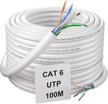 Soibke Ethernet Cable 100m, Cat 6 Extra Long Internet Cable 100 Meters, Outdoor Weatherproof RJ45 Cable Bulk Network Cable, Gigabit LAN Cable High Speed UTP 23AWG CCA White Patch Cable
