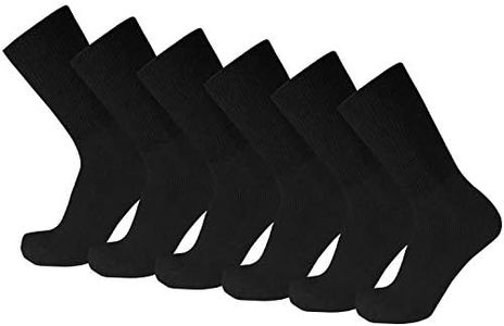 Big and Tall Diabetic Neuropathy Ringspun Cotton Crew Socks, King Size Mens Athletic Socks (13-16, Loose Top - Premium Black) - 6 pairs