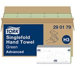 Tork Singlefold Hand Towels Green H3, Advanced, One-at-a-time Dispensing, 15 x 250 Sheets, 290179