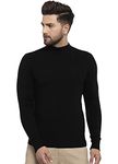 DENIMHOLIC Men's Knitted Slim Fit Winter Wear High Neck Cotton Sweater (Black, X-Large)