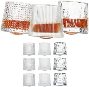 Relaxdays, Set Bicchieri da Whisky, Capacità da 150 ml, 3 Design Differenti, Tumbler, HxD: 7,5x8 cm, Trasparente, 12 Unità (Confezione da 1)
