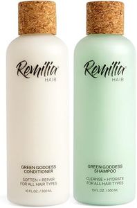 REMILIA Green Goddess Vegan Rosemary Shampoo and Conditioner Set for Dry, Damaged Hair w/Avocado Oil, Coconut Oil, Green Tea Extract