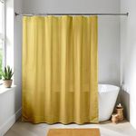 EVIDECO French Home Goods Mustard Yellow Extra Long Waterproof Shower Curtain Liner 71x79 Inches