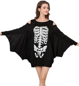 Dancinova Costume Scheletro Abito Halloween da Donna Costume Giorno dei Morti Abito in Osso XXL