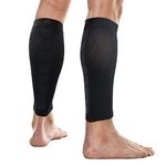 NV Compression 365 Calf Guards/Sleeves LARGE Steel/Black (PAIR) 20-30mmHg - For Sports Recovery, Shin Splints, Medical, Work, Flight - Running, Cycling, Gym