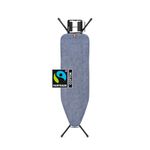 Brabantia Size B Ironing Board (49x15 in) 7 Height Options, Adjustable Steam Iron Rest Holder (Denim Blue) Non-Slip Feet, Anti-Collapse Child Locks