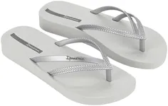 Ipanema Women's Bossa Soft V Flip Flops - Comfortable Slip-On Thong Sandals for Women with Double Y-Strap & Raised Footbed for Height, Grey/Silver, 5