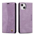 QLTYPRI Wallet Case for iPhone 14, Vintage PU Leather Folio Case with Card Slots Kickstand Magnetic Closure Shockproof Flip Phone Cover for iPhone 14 - Purple