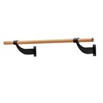 GYMAX Single Ballet Barre, 4FT Wall-Mounted Ballet Bar, Beech Wood Fitness Dance Bars for Stretch, Yoga & Workout (Black)