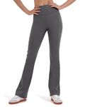 Zylioo Flared Yoga Pants Long Length,Wide Leg Leggings for Tall Women,Tall Women Flared Leggings with Pocket,Tummy Control Leggings Extra Long Grey