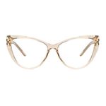 QECEPEI Blue Light Glasses Cateye Women Fake Eyeglasses Anti Eye Strain Computer Glasses Clear Lens Brown