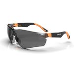 DEX FIT Safety Sunglasses SG210, Z87 Eye Protection, Anti fog & Scratch Resistant, Adjustable for Women and Men, UV Protective (Black & Orange Frame, Tinted Lens)