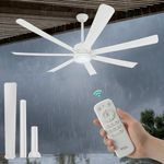 TCL 72 Inch Large Ceiling Fan with Lights and Remote, Waterproof Indoor/Outdoor, Black Modern, 6 Speed Reversible, Quiet DC Motor, 3 CCT, For Living Room, Patio, Garage and bedroom.