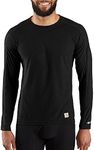 Carhartt Men's Force Lightweight Stretch Grid Base Layer Crewneck Top, Black, Large