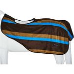 Horse Master Striped Fleece Exercise Sheet - Equestrian Lightweight Stable Rugs with Tail Flap - Breathable Walker Blanket for Competition Riding Outdoor Yards Fields,Blue/Brown, L