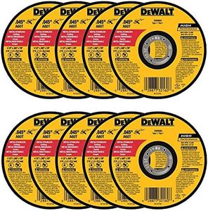 DEWALT - DW8062-10,PK DW8062 4-1/2"x.045"x7/8" Metal Angle Grinder Thin Cutoff Wheel, 10 Pack, (Model: DW8062-10,PK)