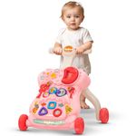 Baybee Lilo Baby Walker for Kids, Baby Activity Walker with LED Light, Music, Rotating Gears & Easy Grip Push Handle | Kids Walker for Baby Toddlers| Baby Walker for 0 to 2 Years Boy Girl (Pink)