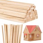 Balsa Wood Sticks, 50 PCS Square Wooden Sticks for Craft, Natural Wood Strips, Unfinished Dowling Rods for Art, DIY Projects & Woodcraft (6 x 6 x 300 mm)